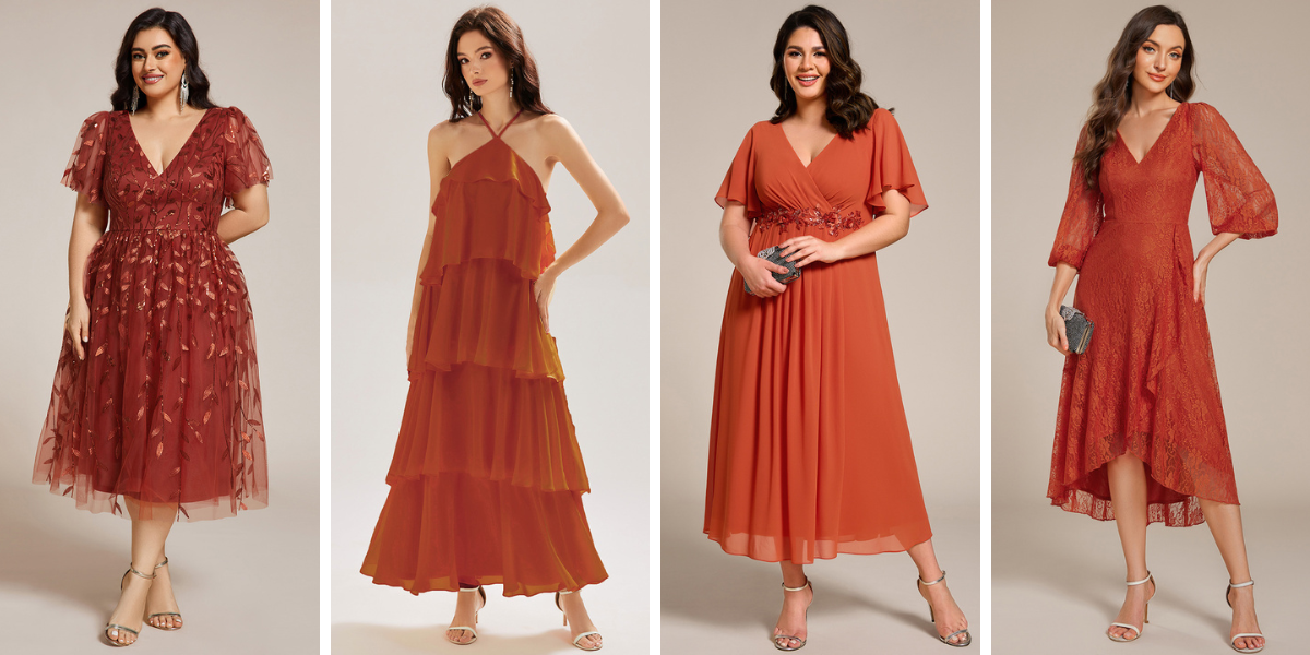 burnt orange dresses for weddings