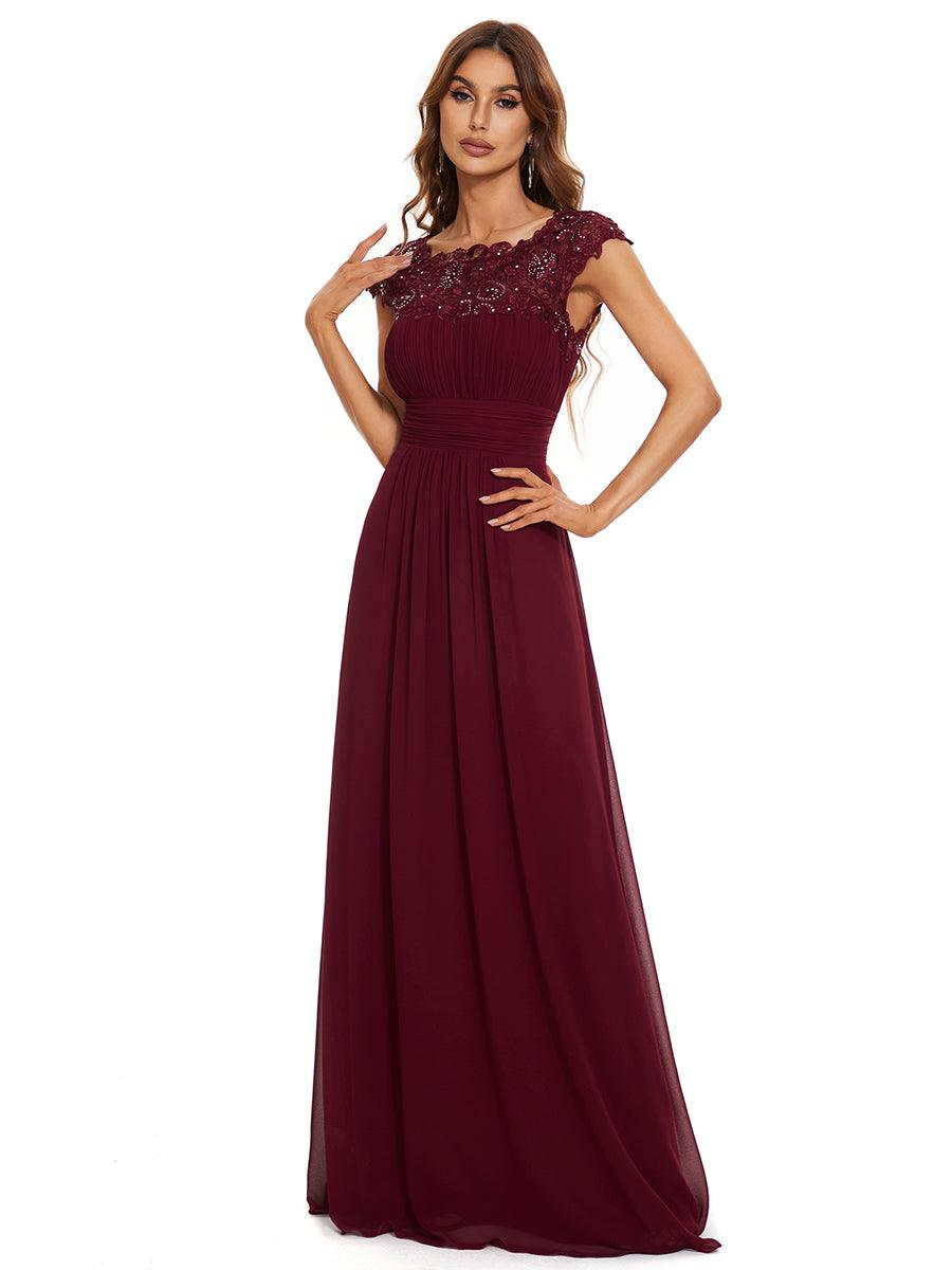 burgundy dress for wedding guest uk Belted Lace Midi Dress main image 0