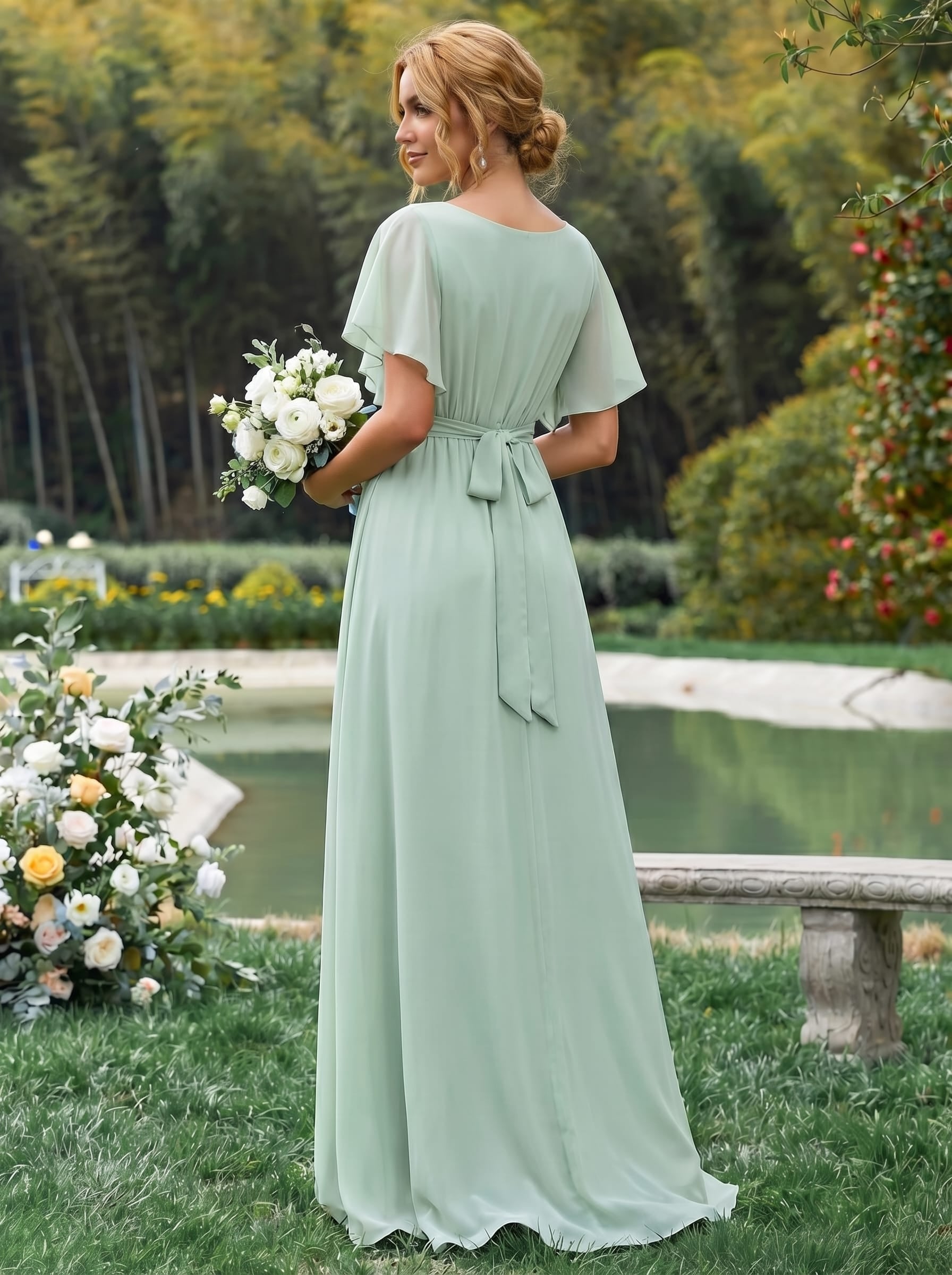 Sage Green Bridesmaid Dresses #style_EE0164AMG