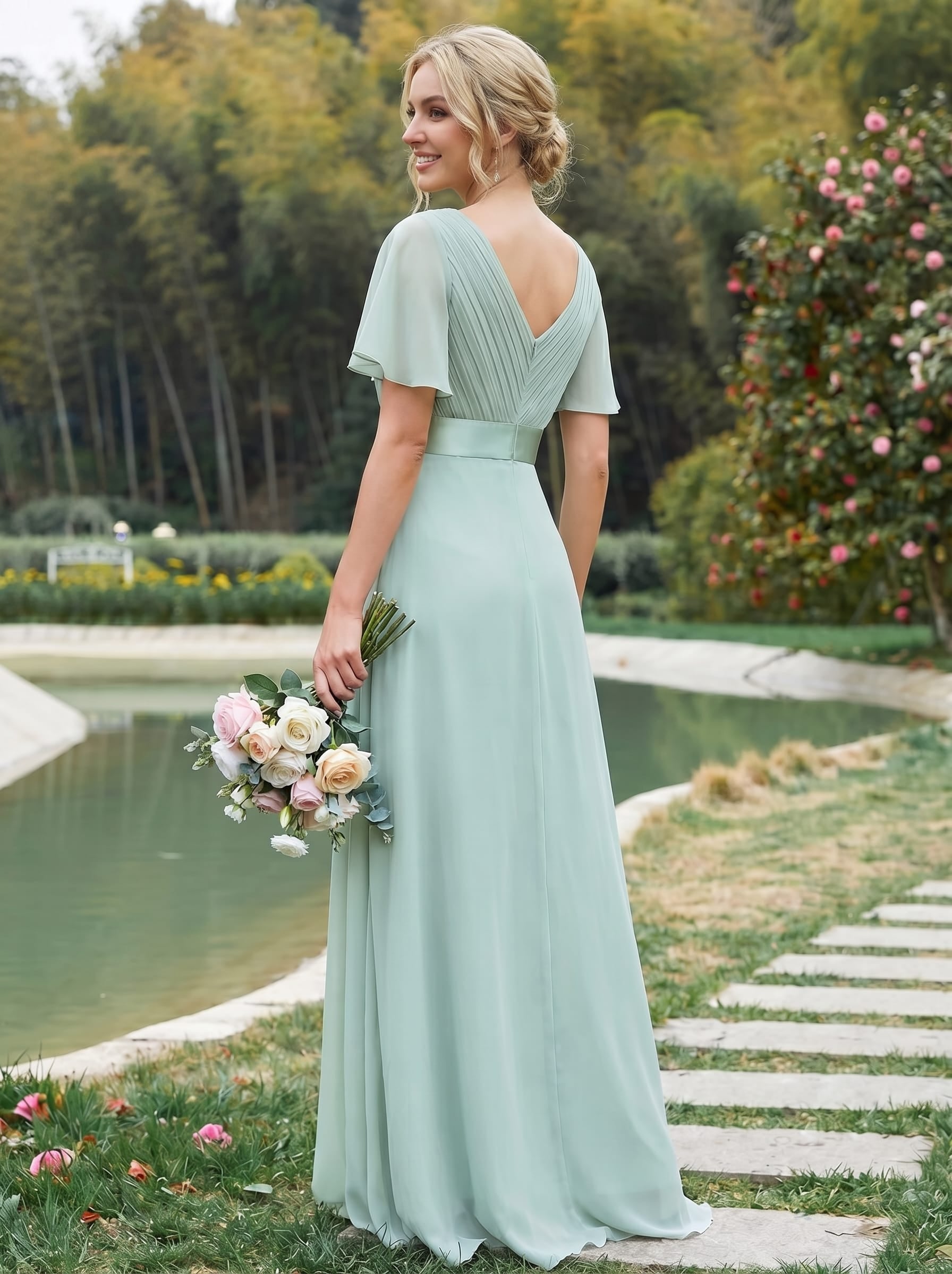 Sage Green Bridesmaid Dresses #style_EP09890MG