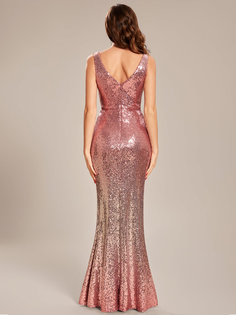 Custom Size Sleeveless Deep V-neck Bodycon Sequin Prom Dress