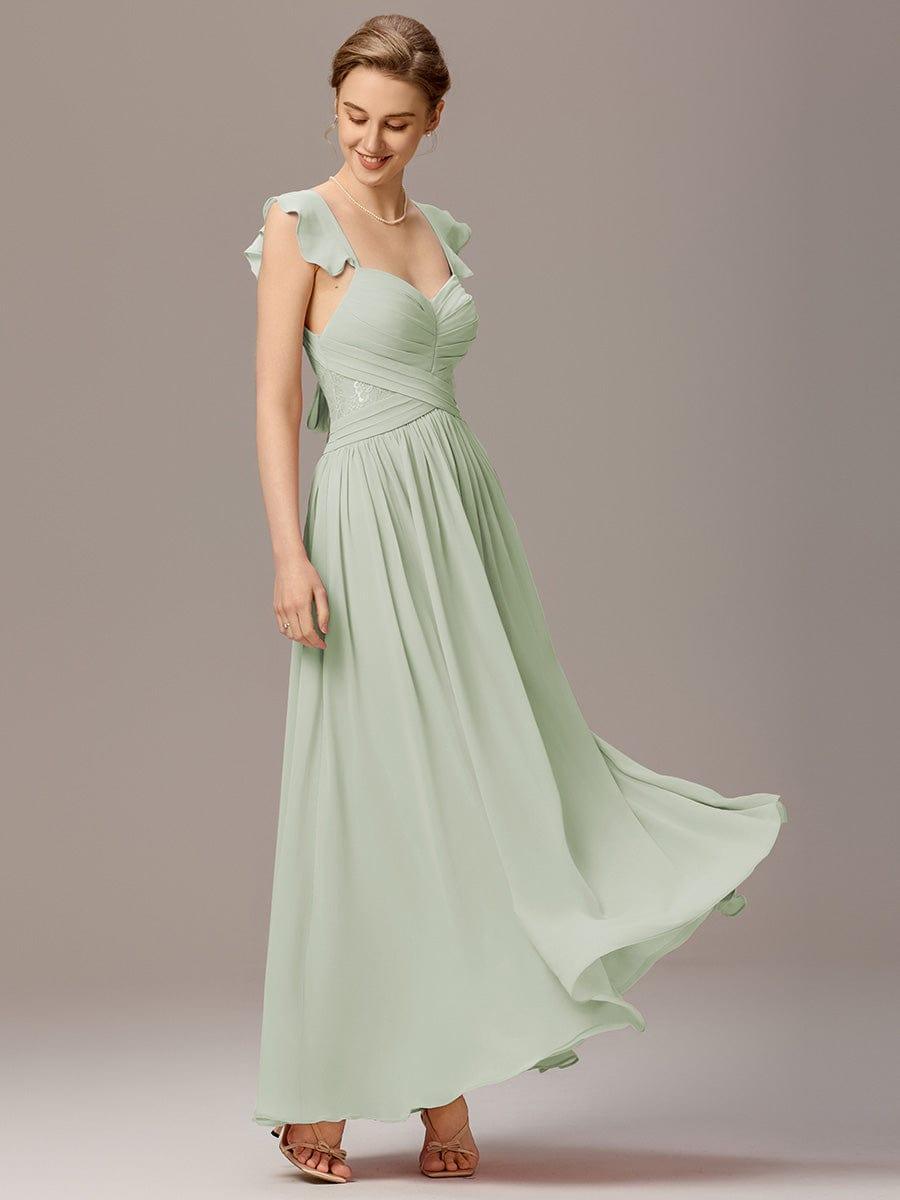 V-Neck Bandage Stringy Selvedge Maxi Bridesmaid Dress #color_Mint Green