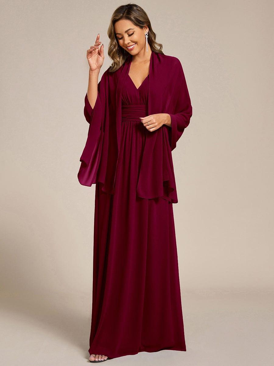Elegant Women's Chiffon Shawl For Special Occasion #color_Burgundy