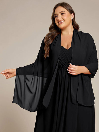 Elegant Women's Chiffon Shawl For Special Occasion #color_Black