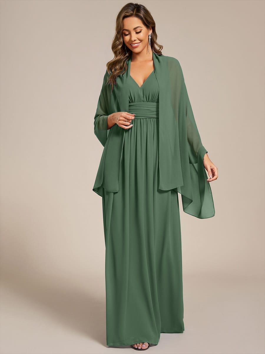 Elegant Women's Chiffon Shawl For Special Occasion #color_Eucalyptus Green