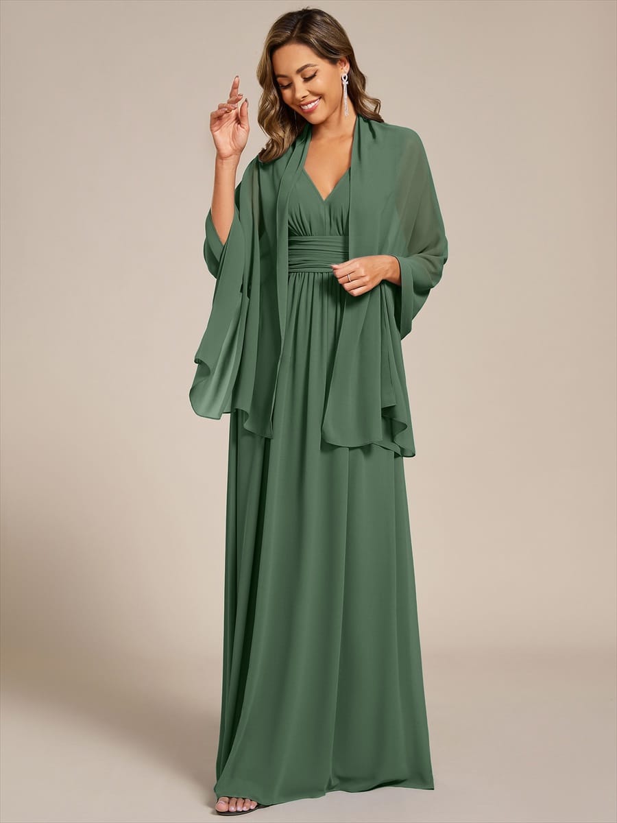 Elegant Women's Chiffon Shawl For Special Occasion #color_Eucalyptus Green