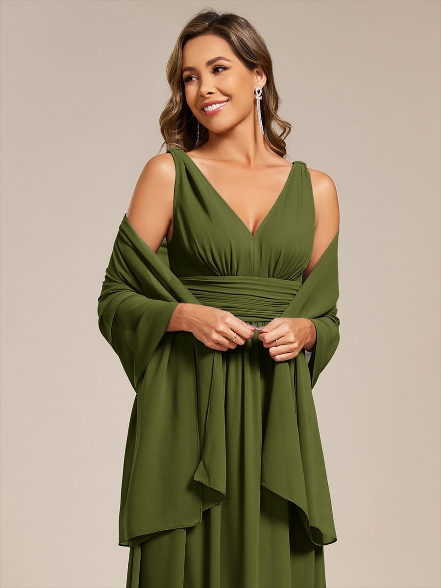 Elegant Women's Chiffon Shawl For Special Occasion #color_Olive Green