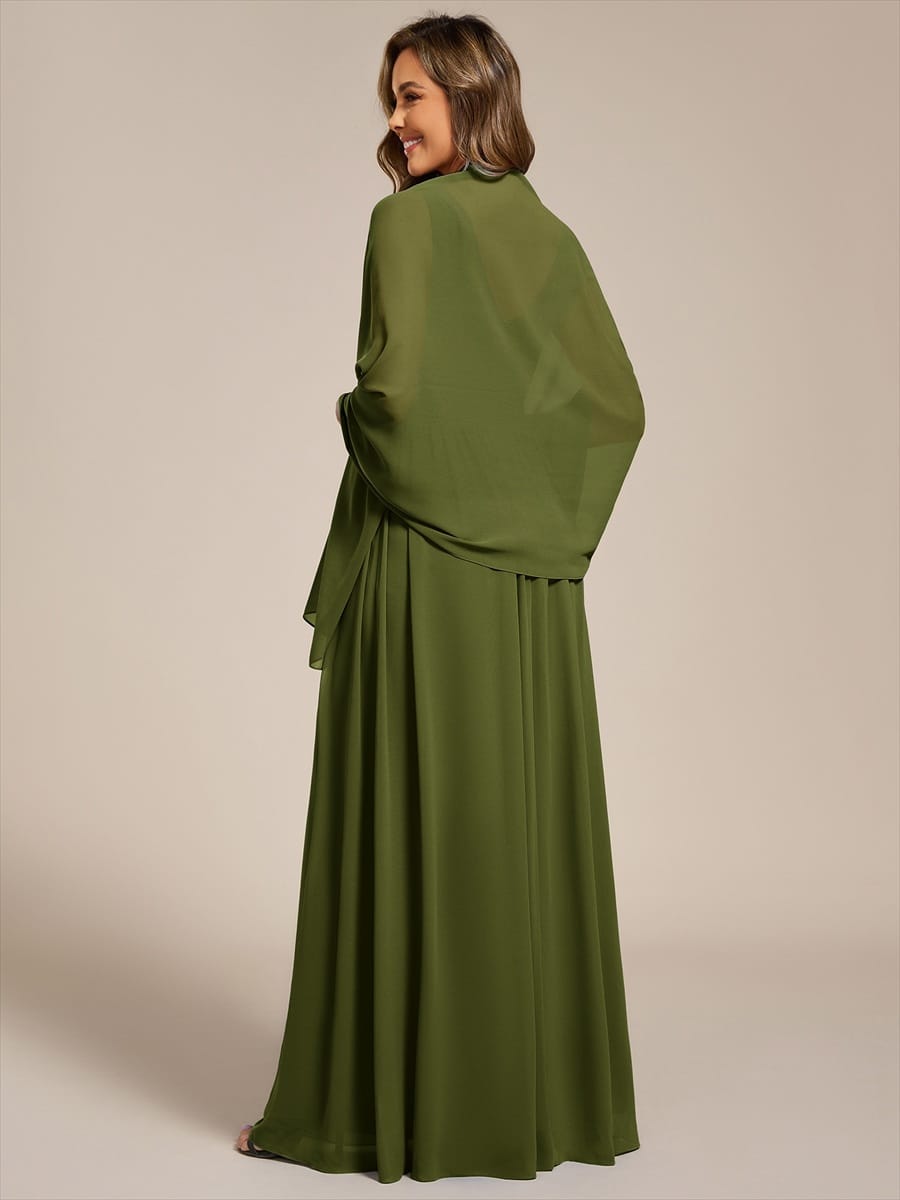 Elegant Women's Chiffon Shawl For Special Occasion #color_Olive Green