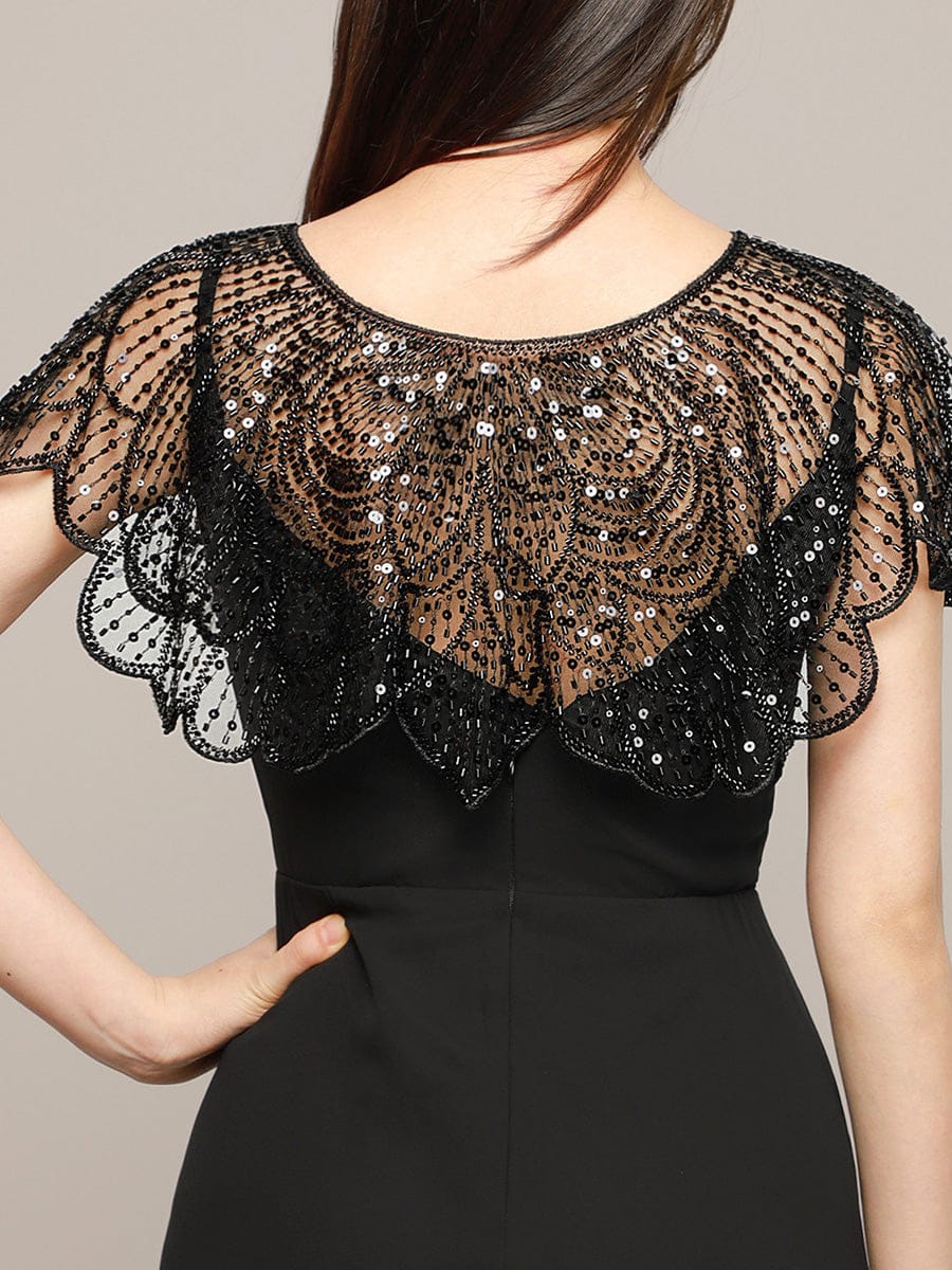 Sequin Scalloped Cape Shawl