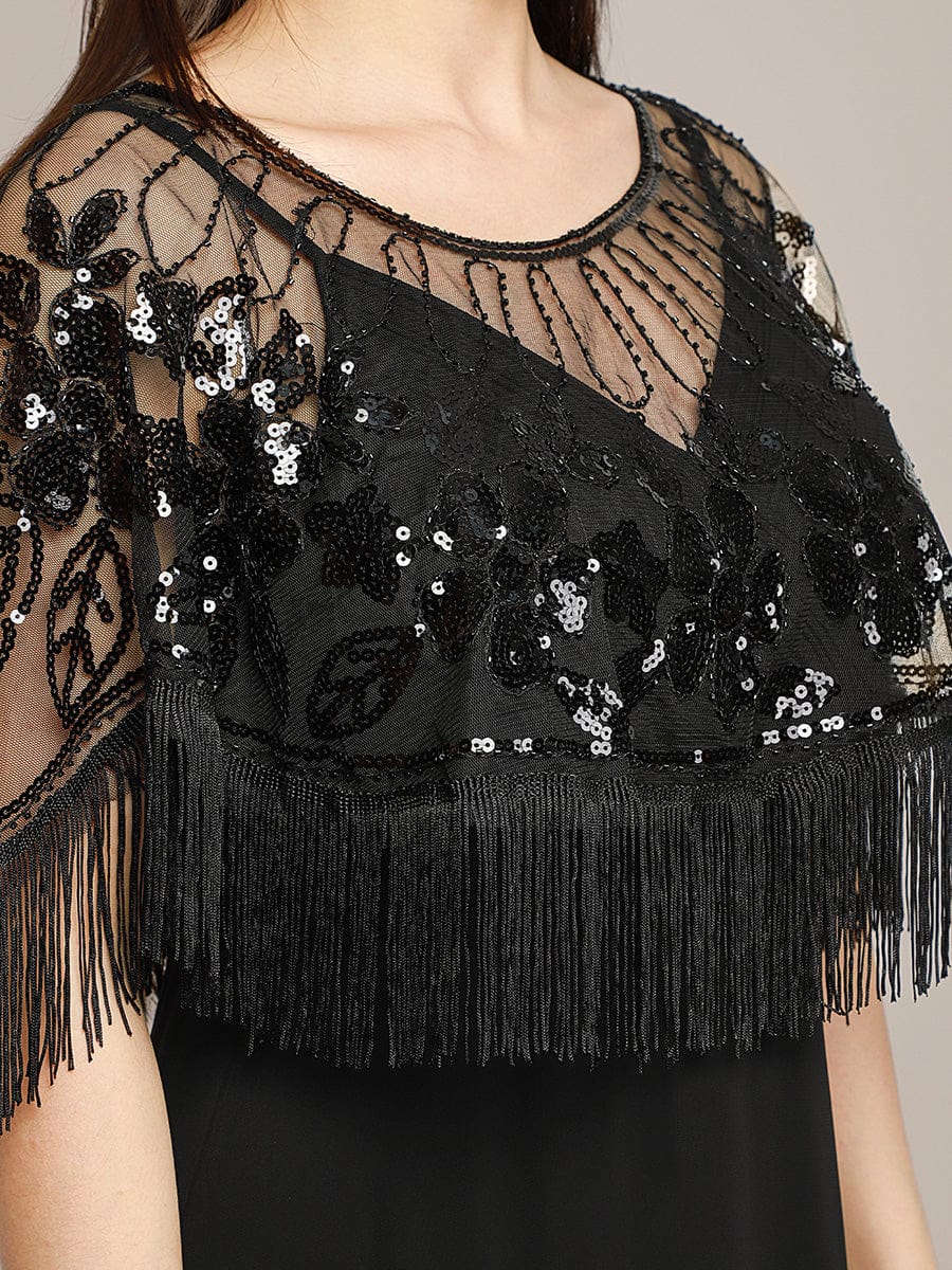 Sequin Decor Fringe Trim Shawl