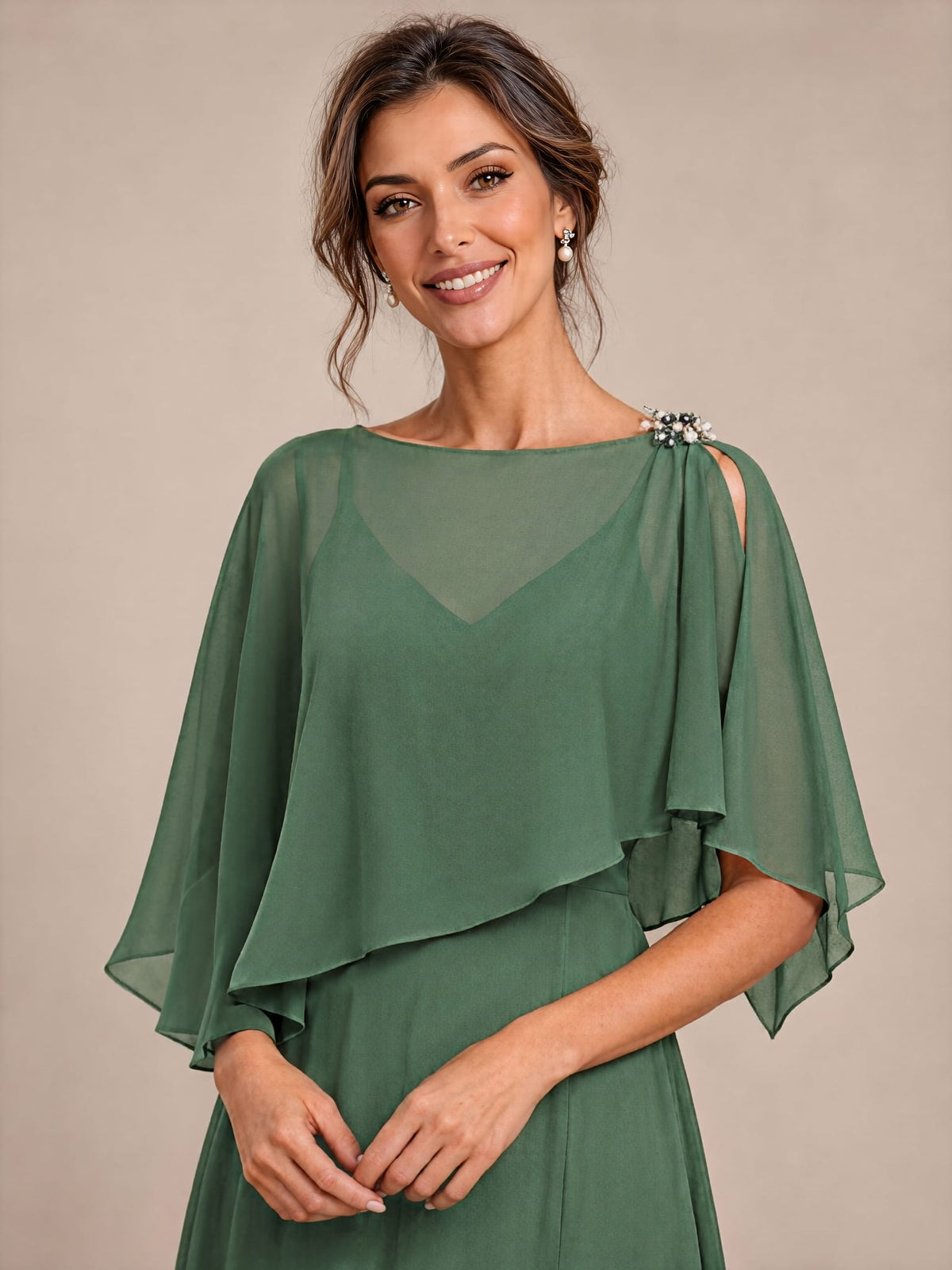Contemporary Eveningwear Product Detail Design shawl #color_Eucalyptus Green