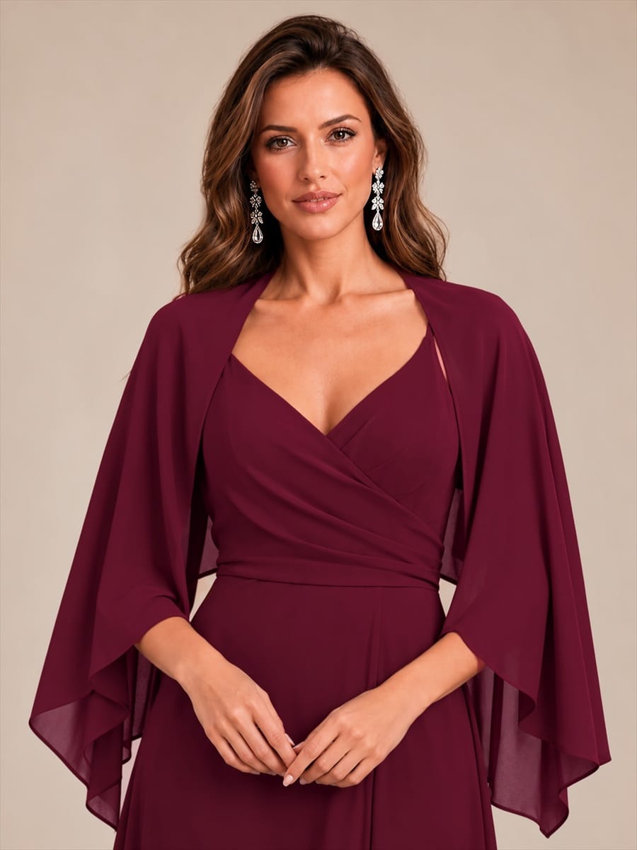 Contemporary Eveningwear Product Detail Design shawl #color_Burgundy