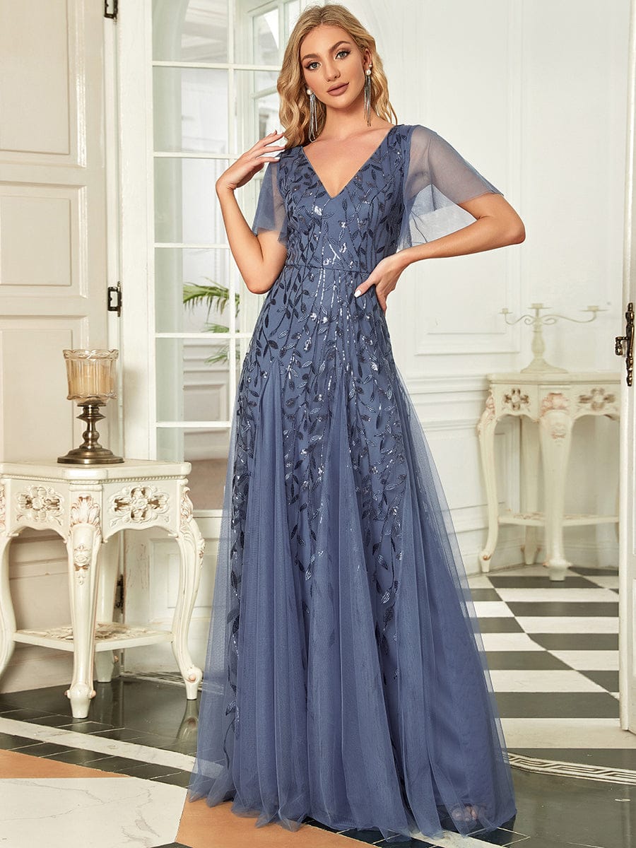 Dusty Blue Bridesmaid Gowns #style_EE00736DN