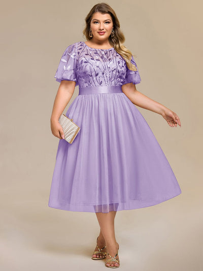 Sequin Leaf Midi Wedding Guest Dress #color_Lavender