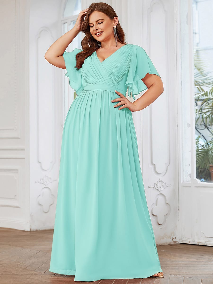A-Line Pleated Chiffon Tie-Waist Bridesmaid Dress #color_Pastel Blue