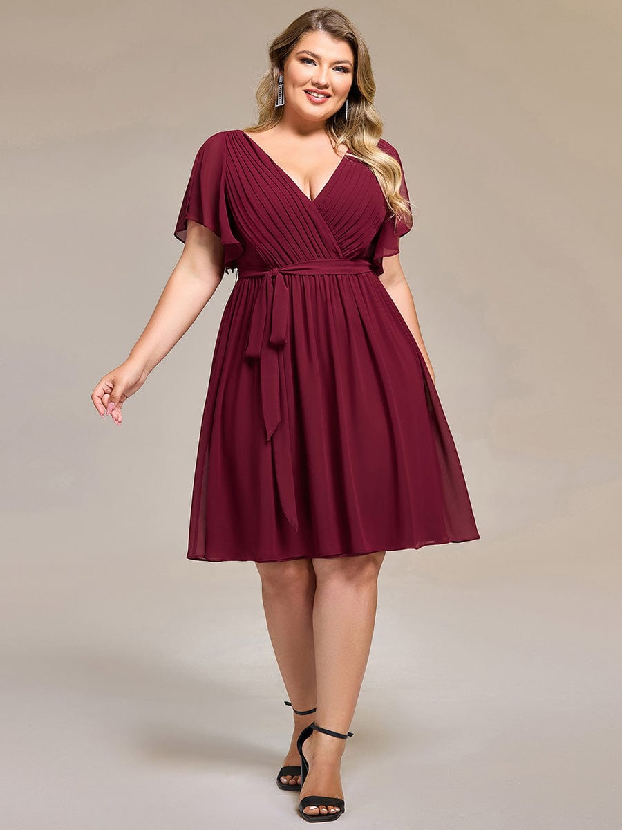 Tie-Waist Midi Bridesmaid Dress #color_Burgundy
