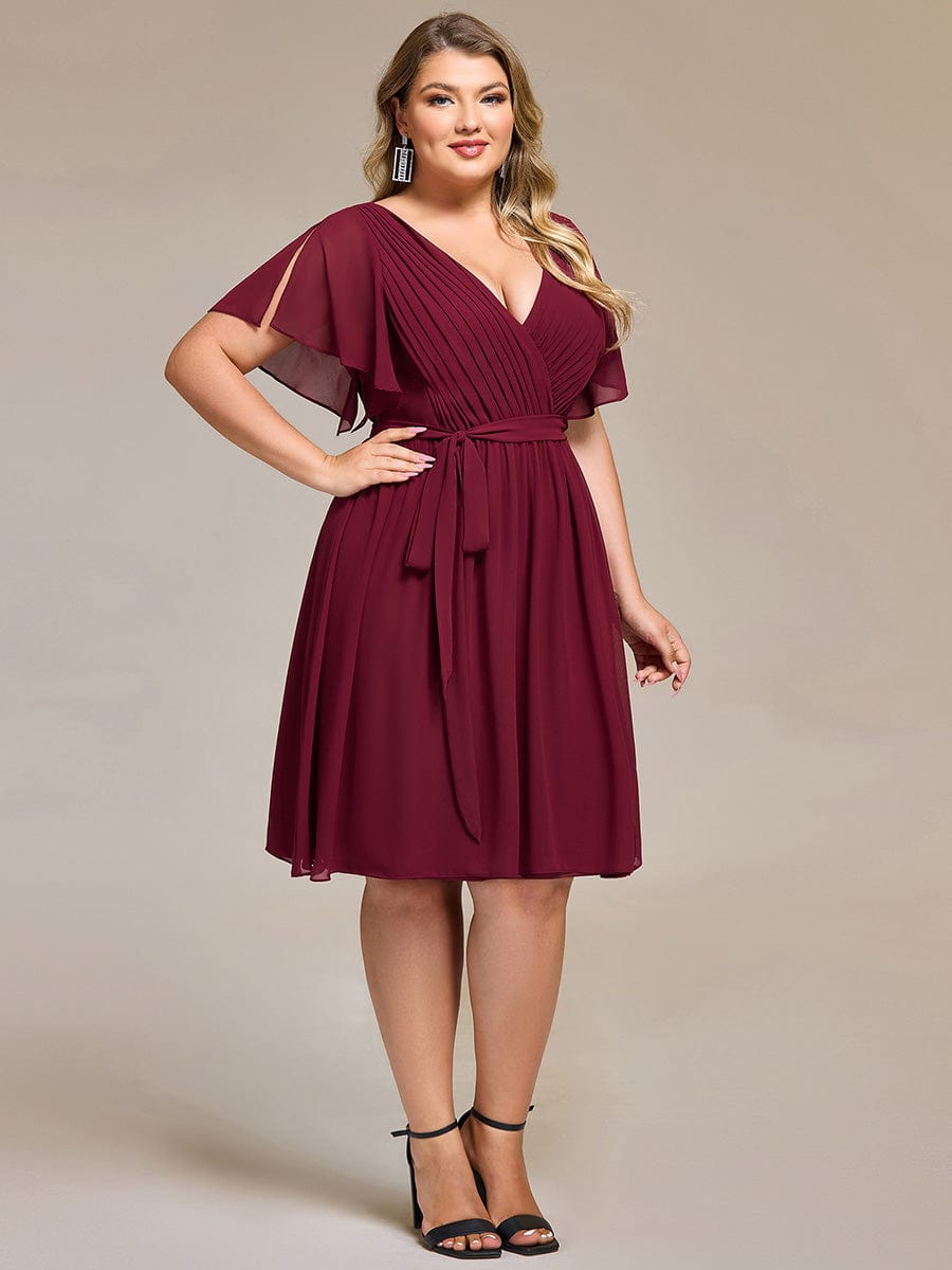 Tie-Waist Midi Bridesmaid Dress #color_Burgundy