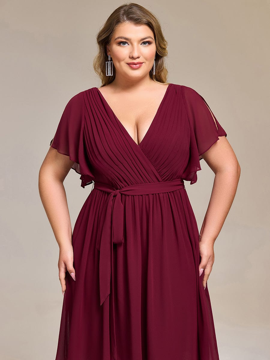 Tie-Waist Midi Bridesmaid Dress #color_Burgundy