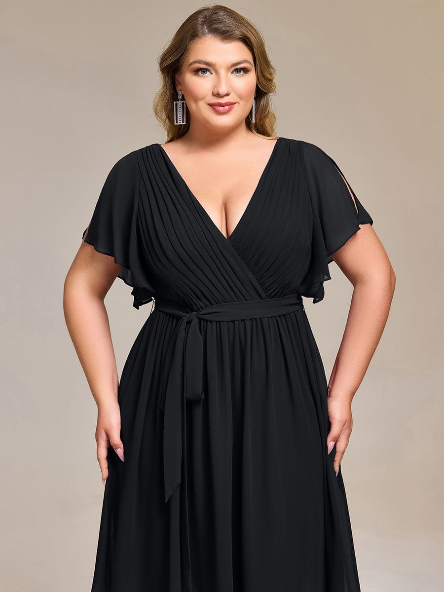 Tie-Waist Midi Bridesmaid Dress #color_Black