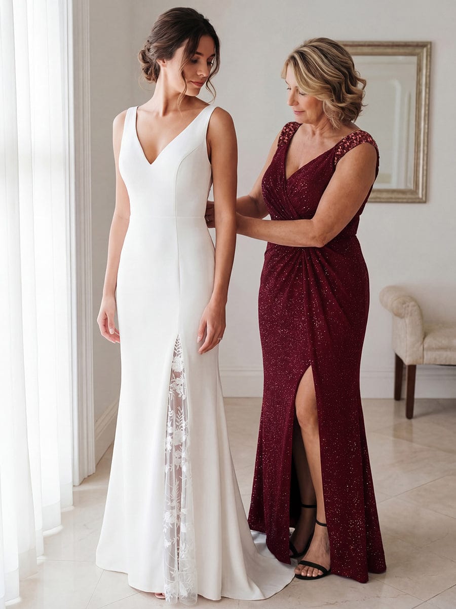 Elegant Sequin Prom Dress #color_Burgundy