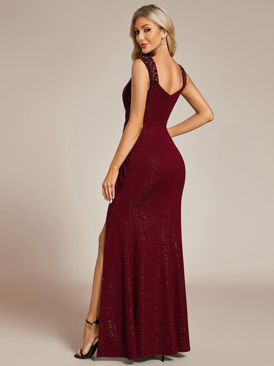 Elegant Sequin Prom Dress #color_Burgundy