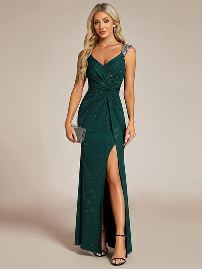 Elegant Sequin Prom Dress #color_Dark Green