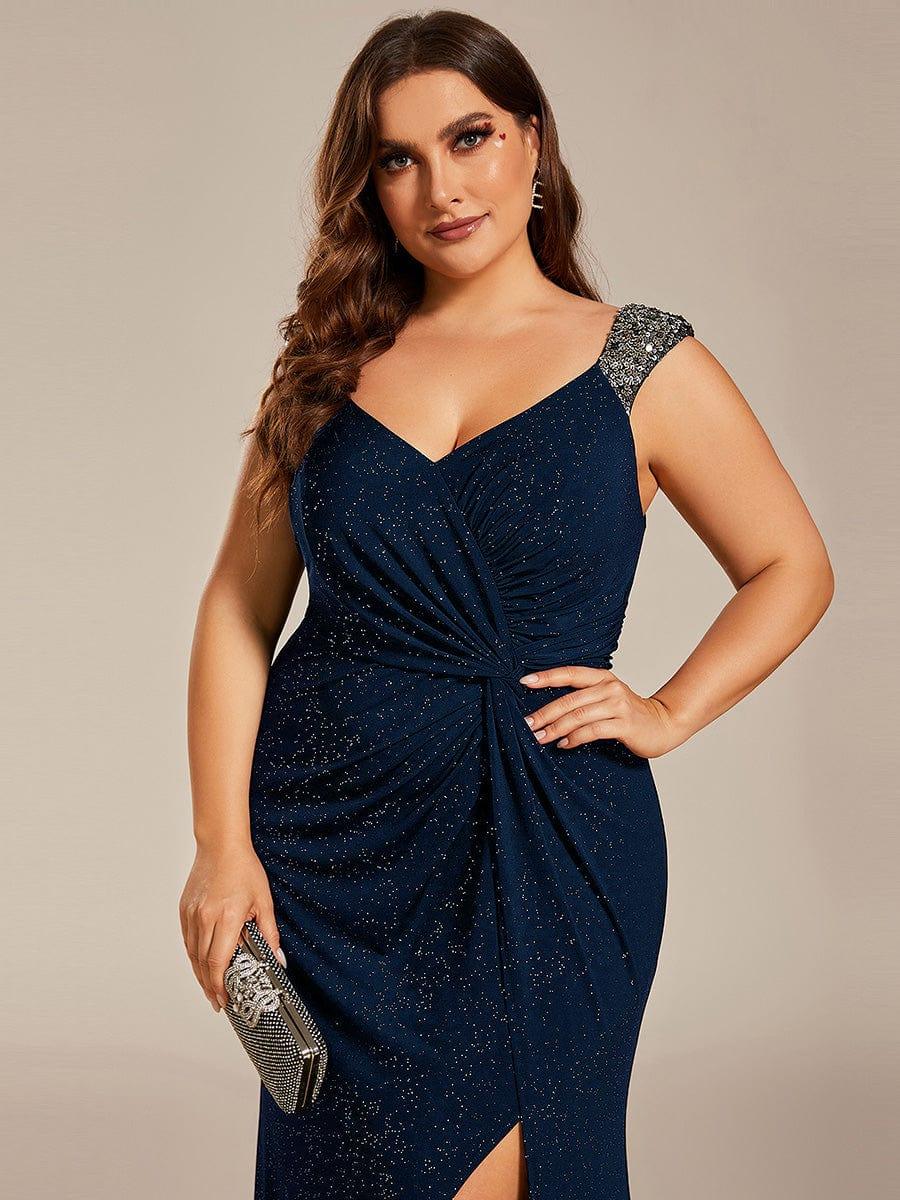 Elegant Sequin Prom Dress #color_Navy Blue