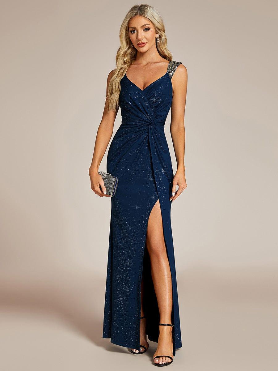 Elegant Sequin Prom Dress #color_Navy Blue