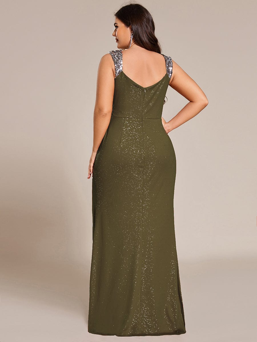 Elegant Sequin Prom Dress #color_Olive Green