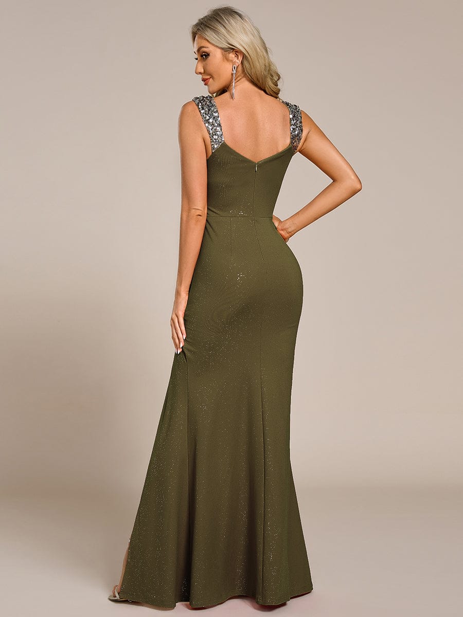 Elegant Sequin Prom Dress #color_Olive Green