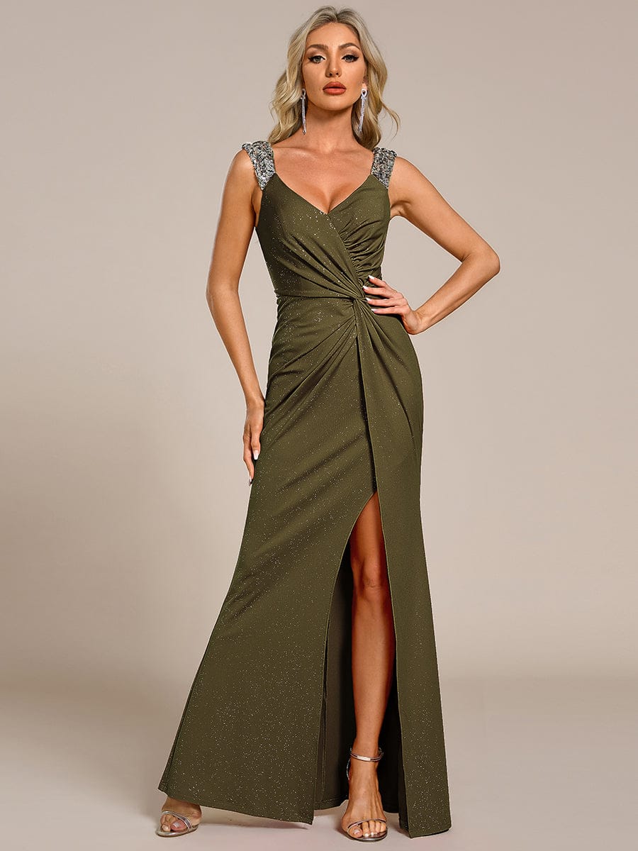 Elegant Sequin Prom Dress #color_Olive Green