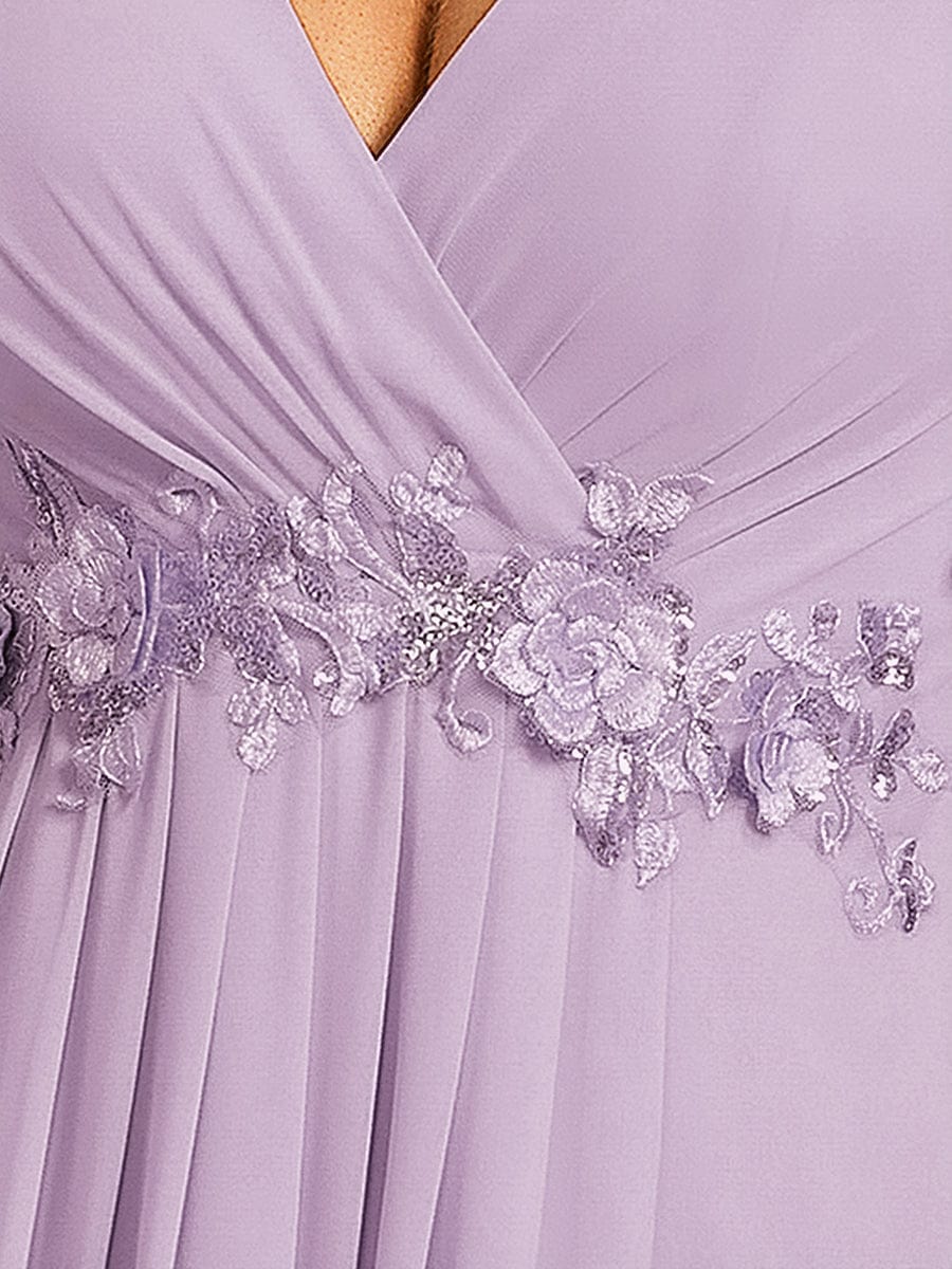 Elegant Chiffon Applique Evening Dress with Flutter Sleeves #color_Frosted Lilac