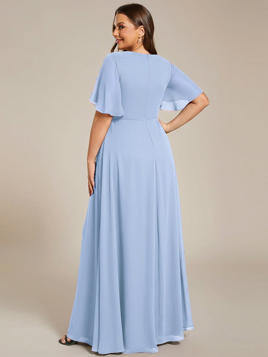 Elegant Chiffon Applique Evening Dress with Flutter Sleeves #color_Ice Blue