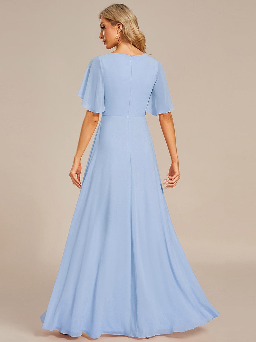 Elegant Chiffon Applique Evening Dress with Flutter Sleeves #color_Ice Blue