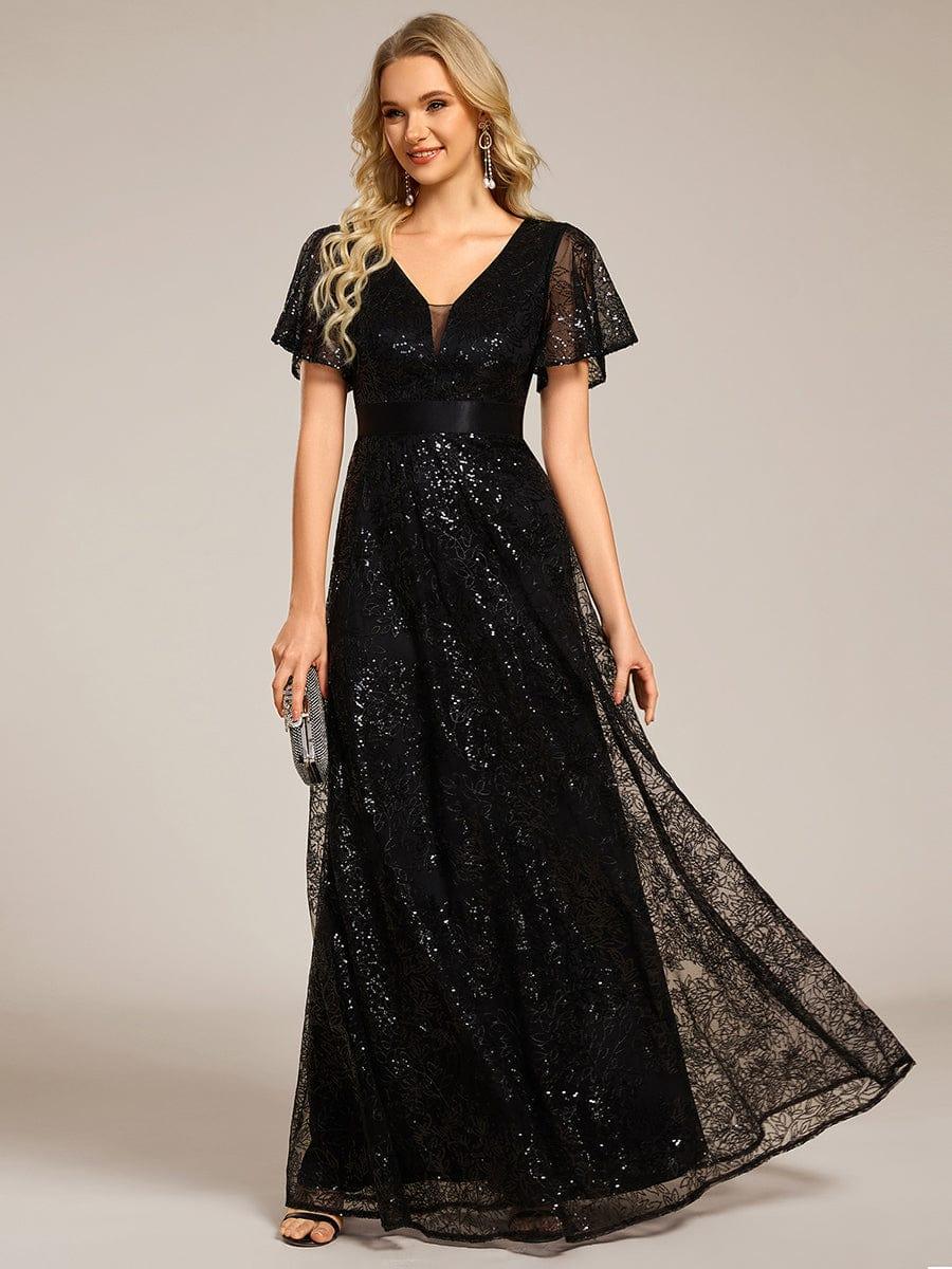 Sequin Evening Maxi Dress with Illusion Neckline Ever-Pretty UK