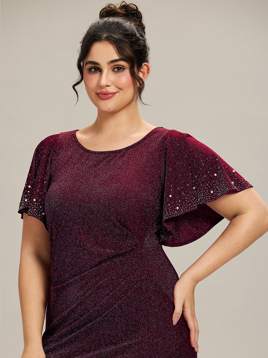 Plus Size Beaded Knit Evening Dress #color_Dark Purple