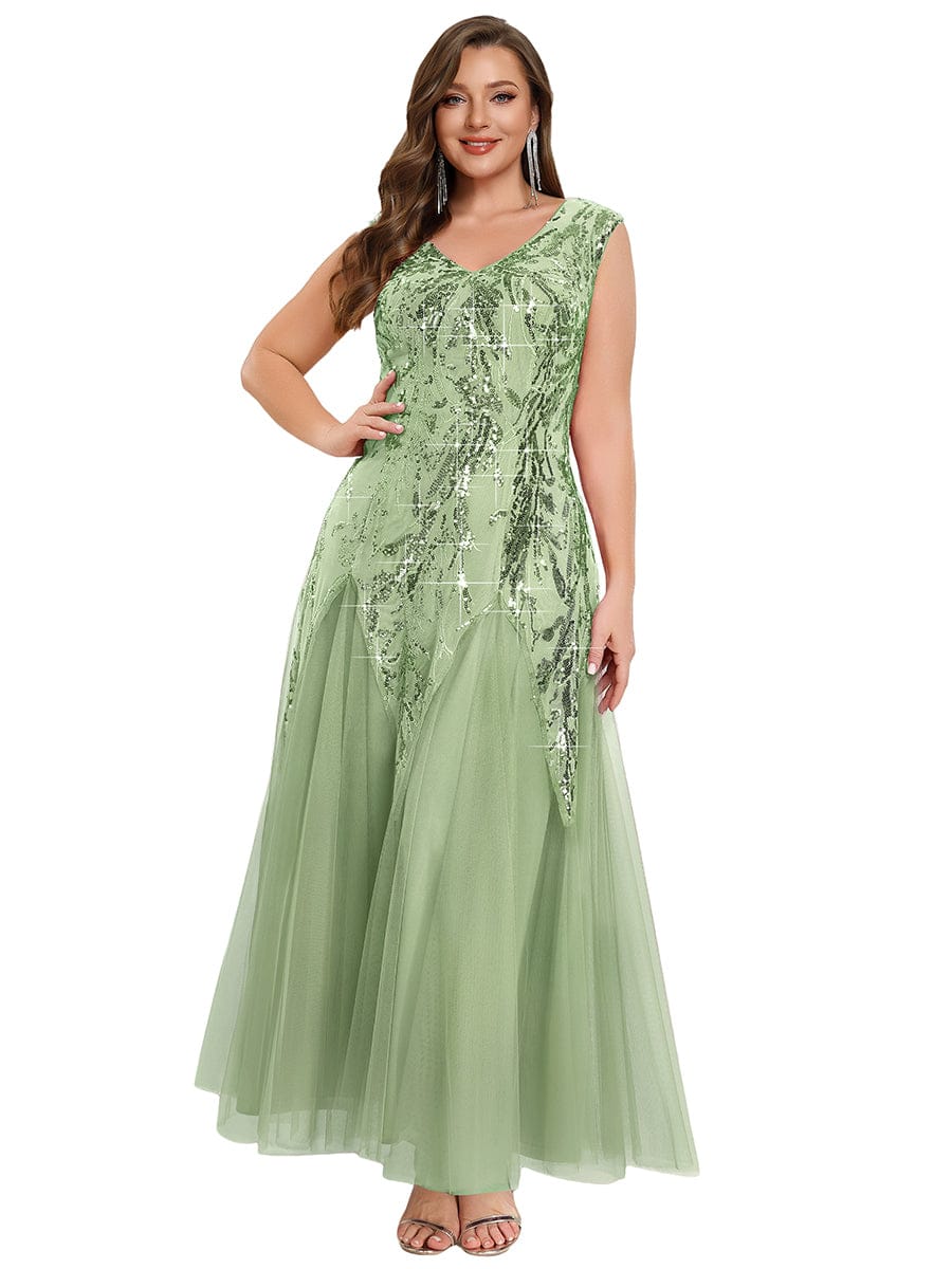 Embroidered Sequin Cap Sleeve Dress #color_Mint Green