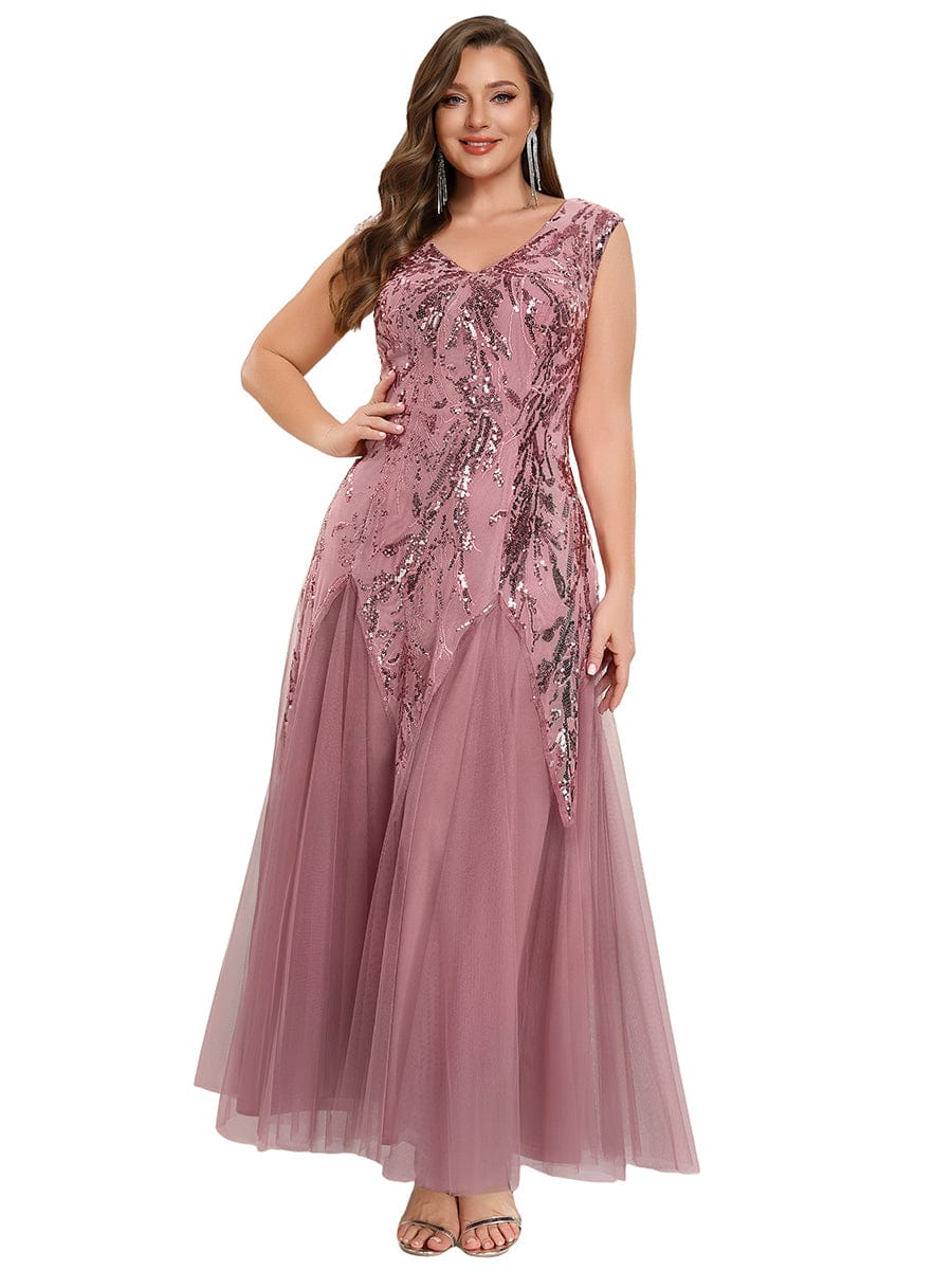 Embroidered Sequin Cap Sleeve Dress #color_Purple Orchid