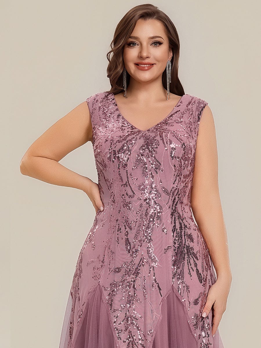 Embroidered Sequin Cap Sleeve Dress #color_Purple Orchid