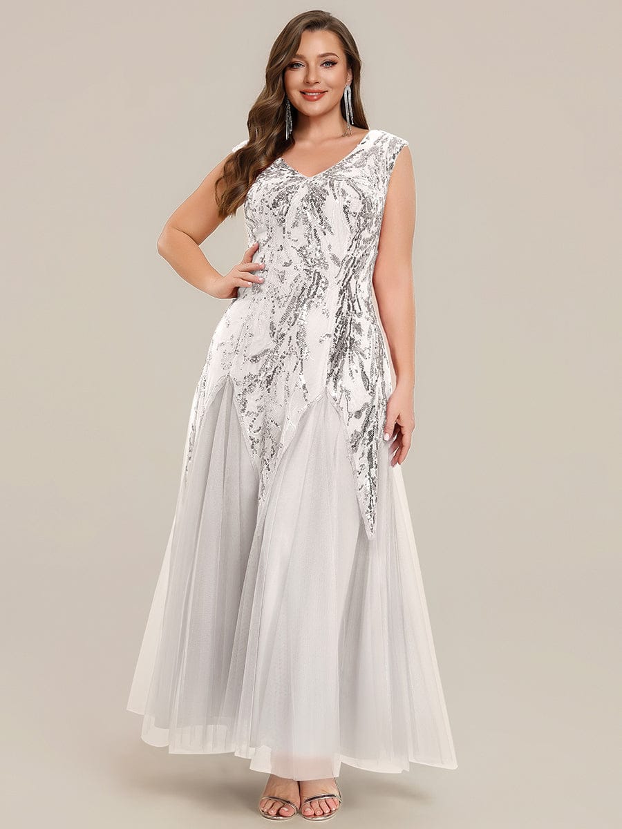 Embroidered Sequin Cap Sleeve Dress #color_White
