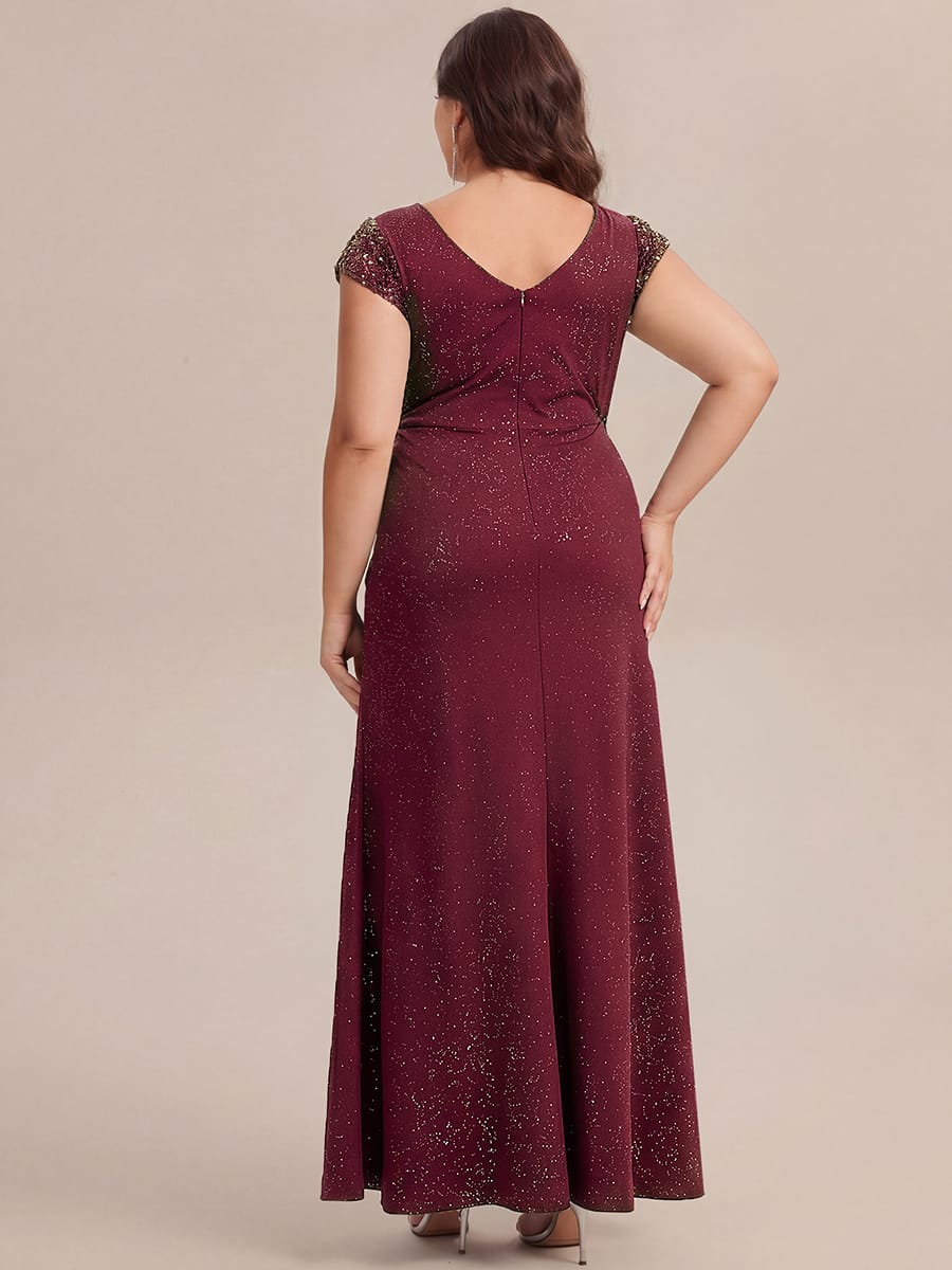 Knotted Knit Cap Sleeve Dress #color_Burgundy