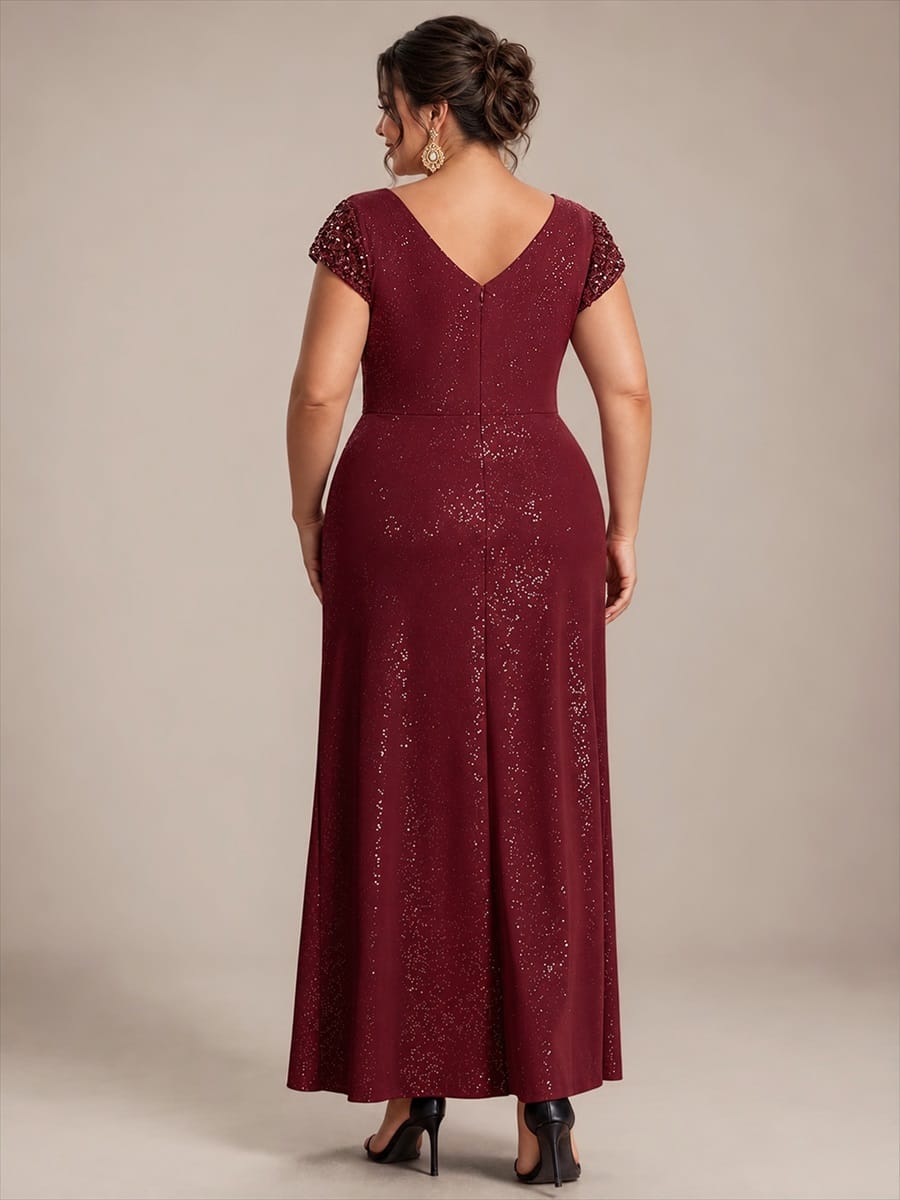 Knotted Knit Cap Sleeve Dress #color_Burgundy