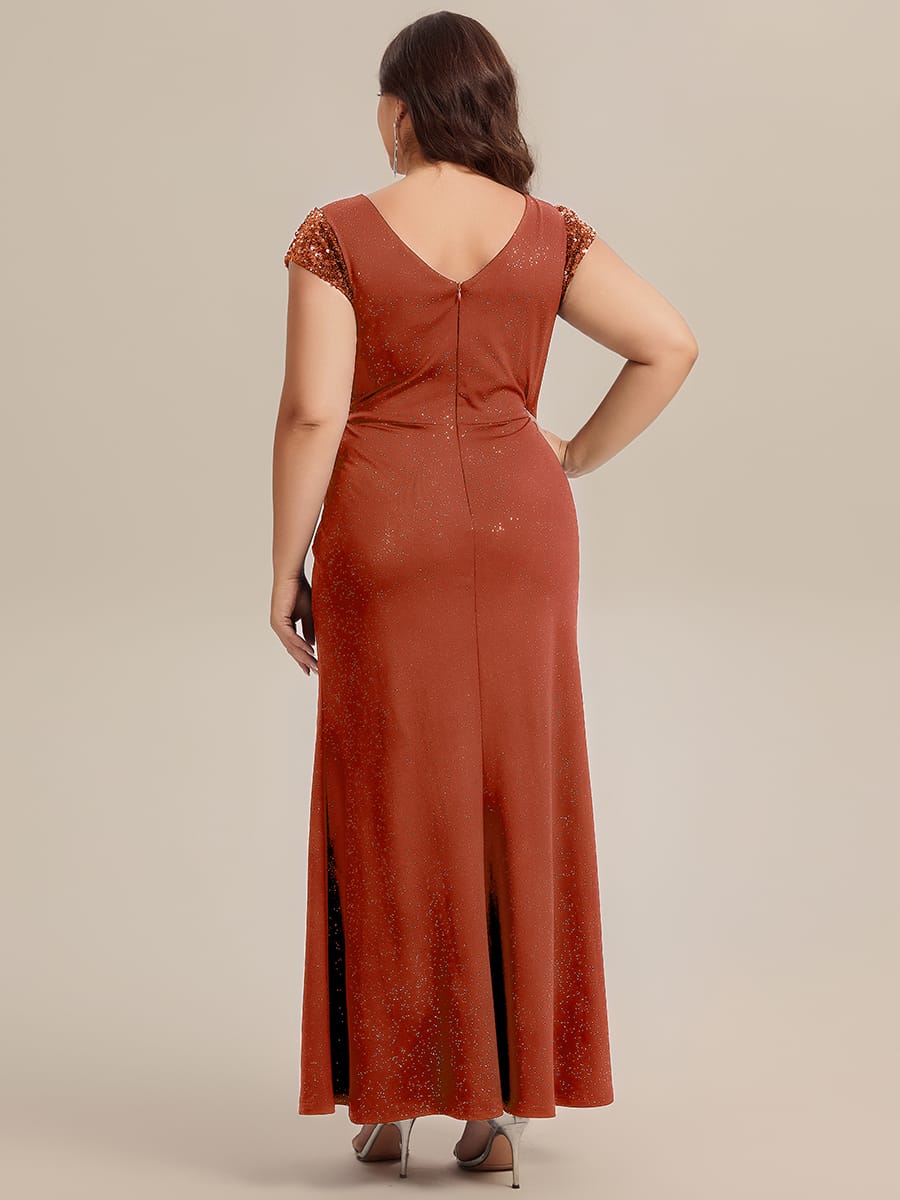 Knotted Knit Cap Sleeve Dress #color_Burnt Orange