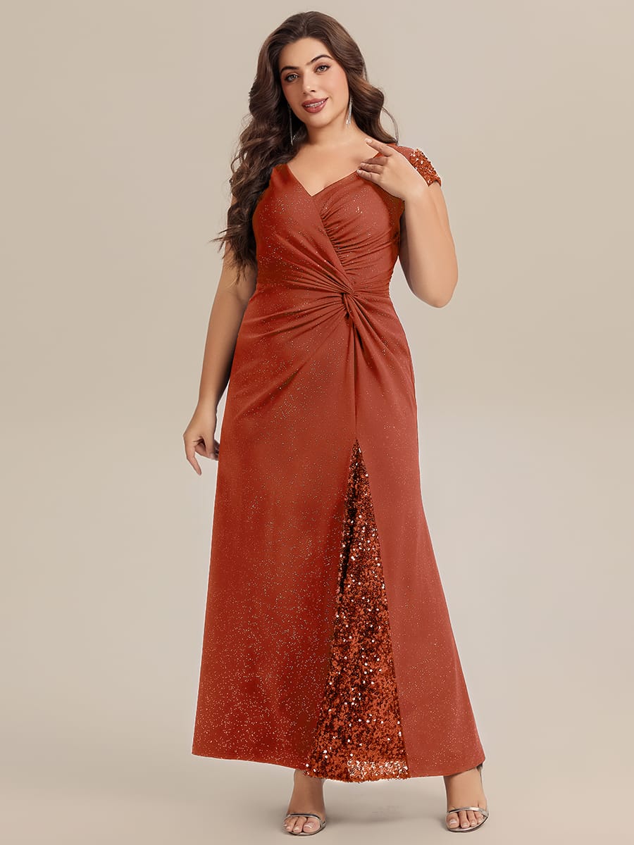 Knotted Knit Cap Sleeve Dress #color_Burnt Orange