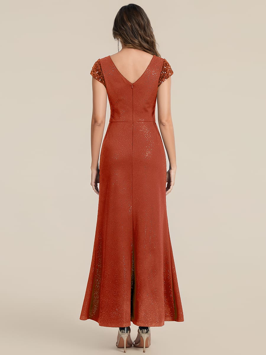 Knotted Knit Cap Sleeve Dress #color_Burnt Orange