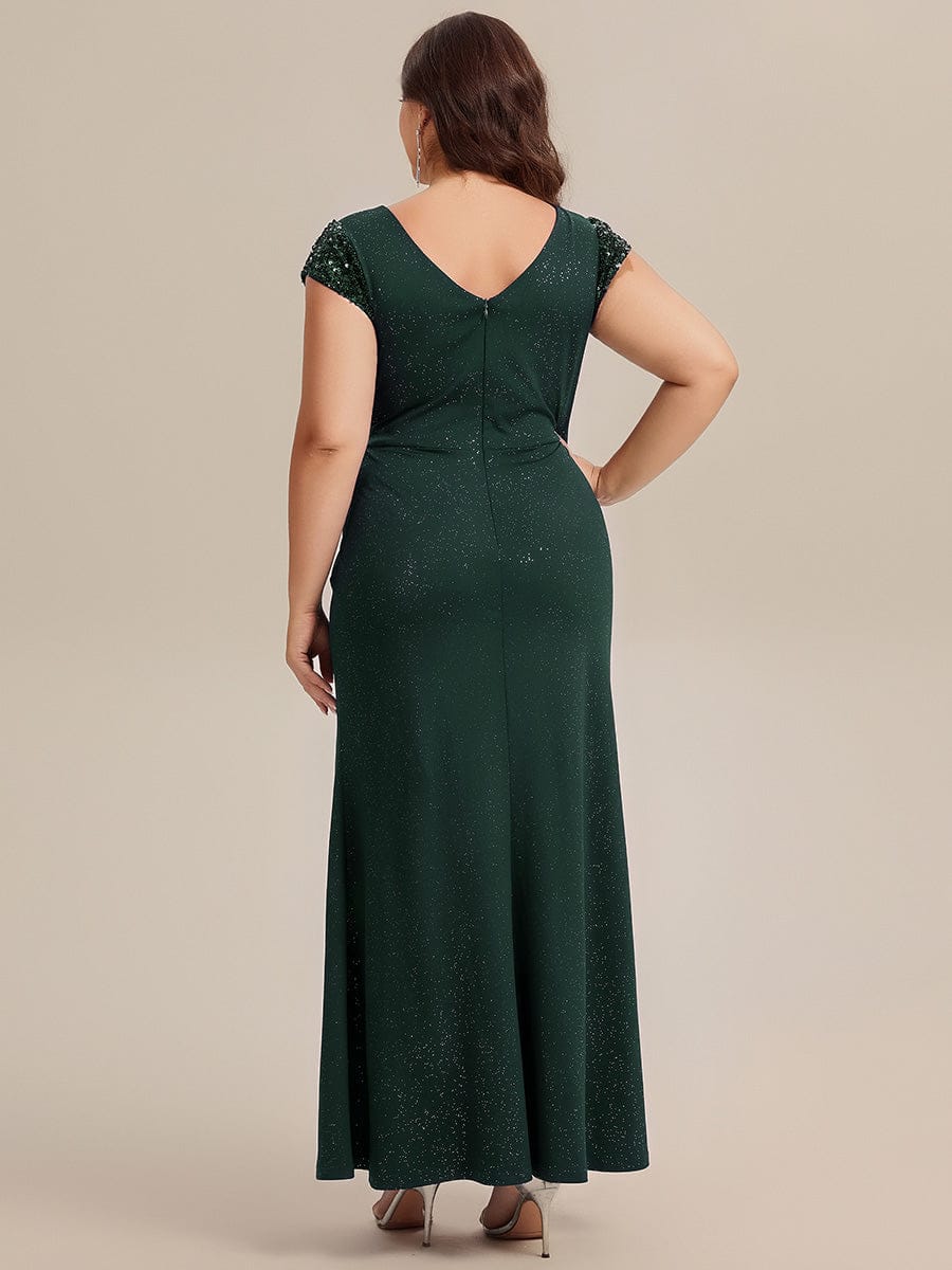 Knotted Knit Cap Sleeve Dress #color_Dark Green