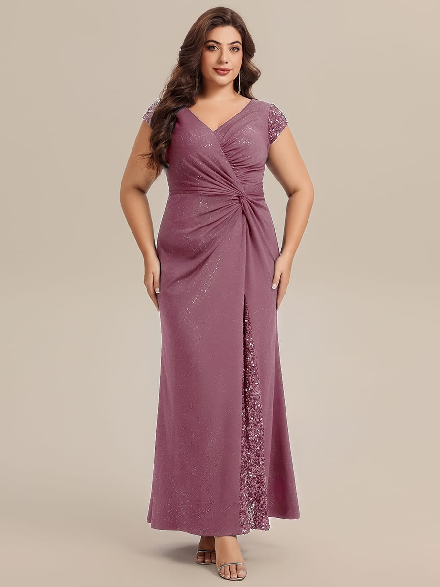 Knotted Knit Cap Sleeve Dress #color_Purple Orchid