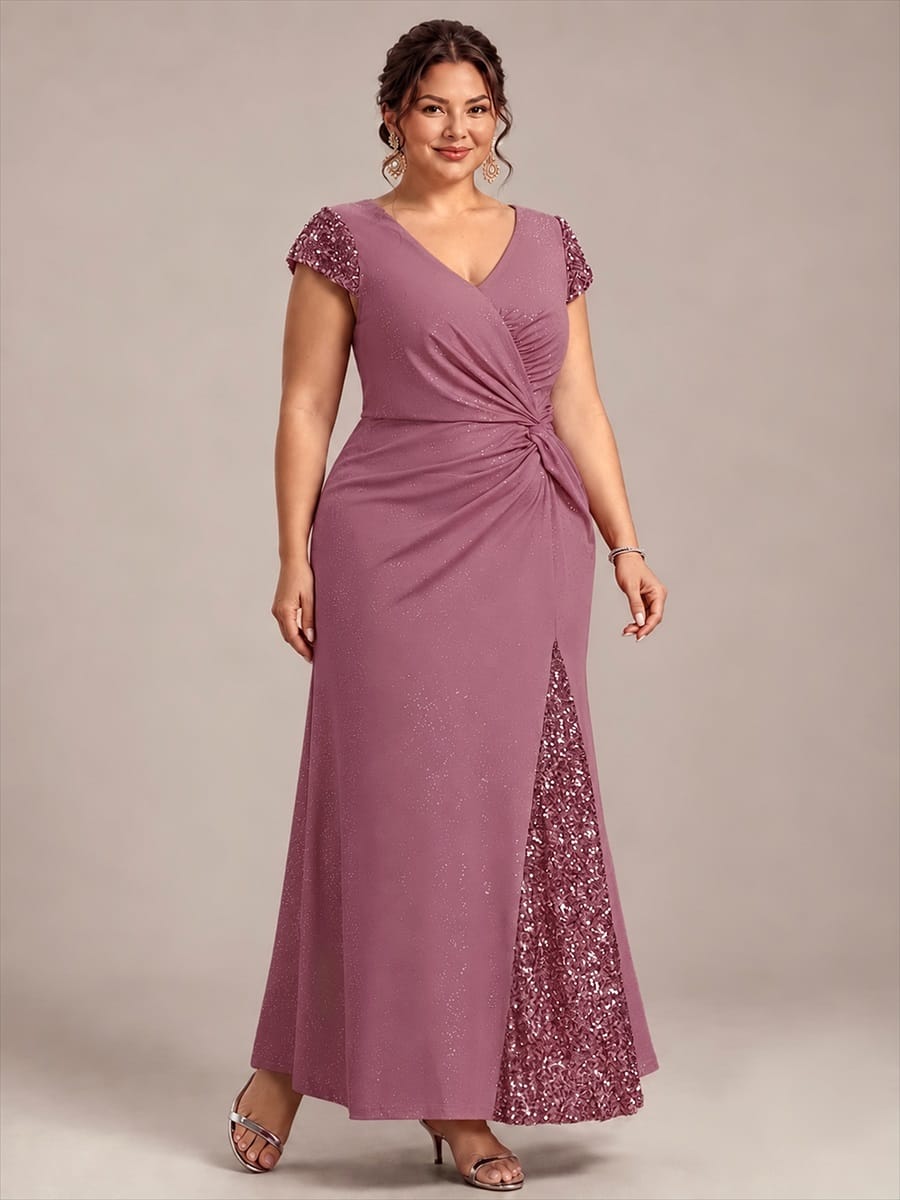 Knotted Knit Cap Sleeve Dress #color_Purple Orchid