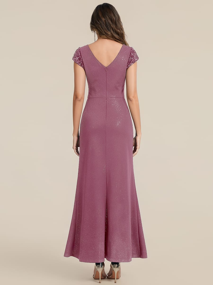 Knotted Knit Cap Sleeve Dress #color_Purple Orchid
