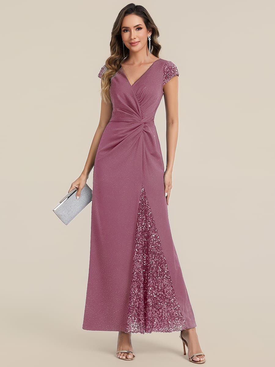 Knotted Knit Cap Sleeve Dress #color_Purple Orchid